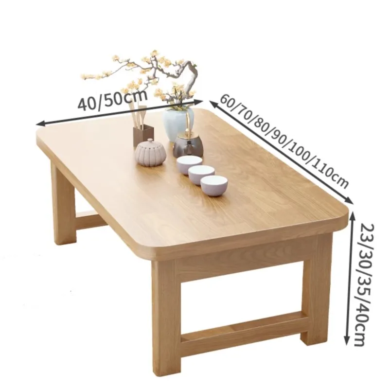 Table pliante en bois massif pour la maison, table simple pour la baie vitrée, tatami de style japonais, petite table basse, table à manger portable