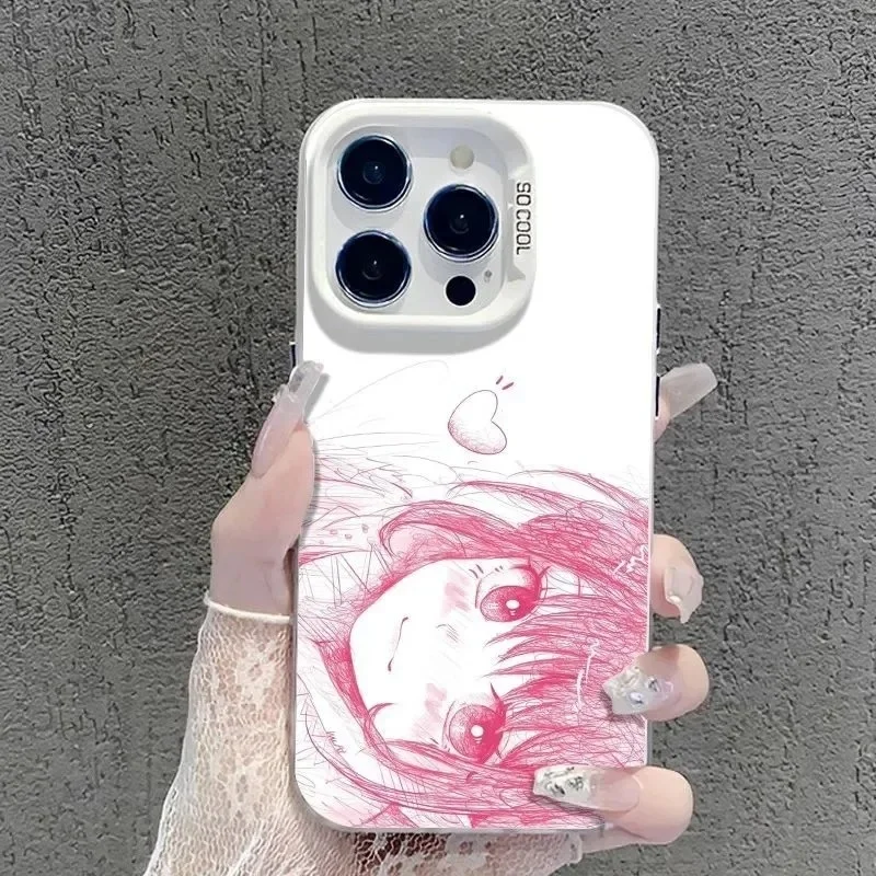 

Fashion Trend Personality Hand Drawn Anime Couple Protective Case for iPhone 17 16 15 14 13 12 11 Pro Max Plus Anti-fall Cover