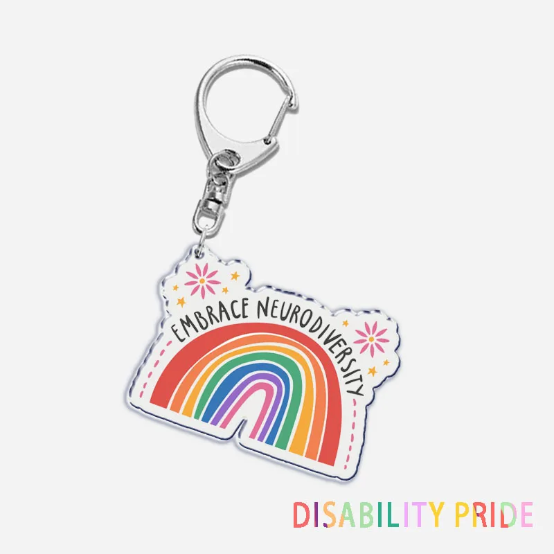 Disability Pride Neurodivergent Key Chain Keychains Ring for Accessories Bag Pendant Keyring Jewelry Autism Friends Gifts