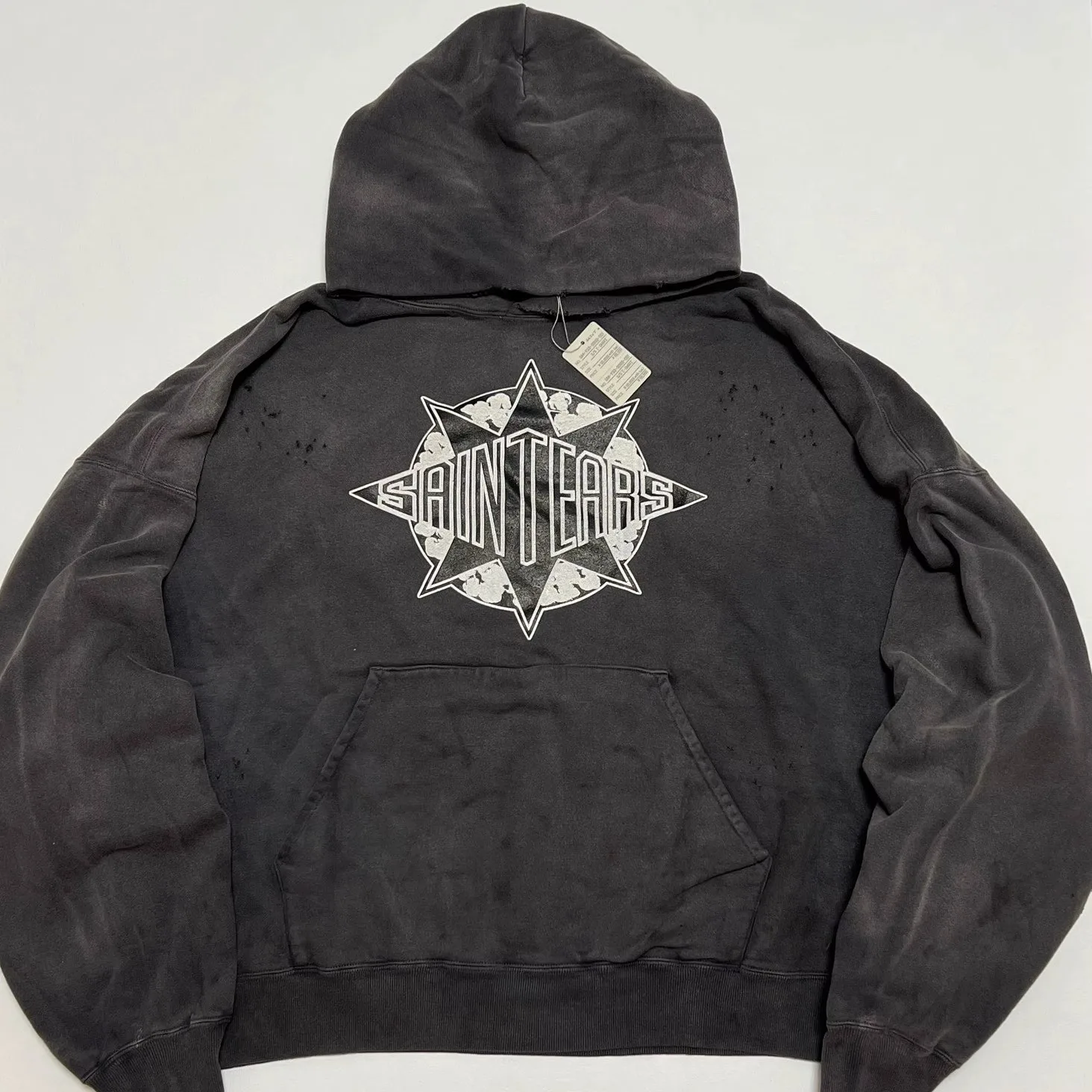 

Collaboration Edition DenimTears Letter Logo Cotton Print Waed Vintage Hoodie Loose Fit Long Sve ex Casual Wear