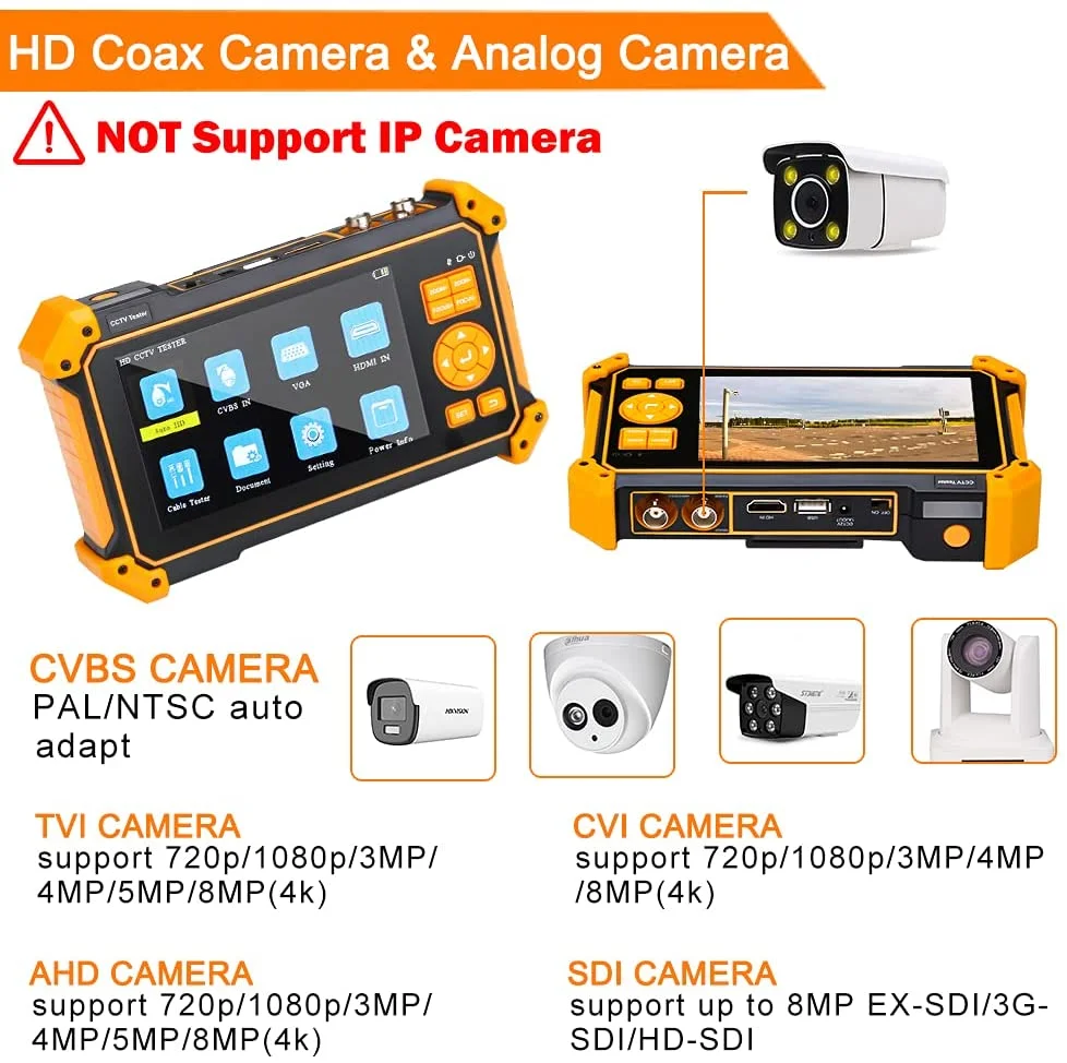 Camaroca HD 3100/3200 CCTV Tester 5 Inch Mini Monitor HD Coaxial 8MP AHD VGA HDMI SDI Camera Tester Monitor Security Protection
