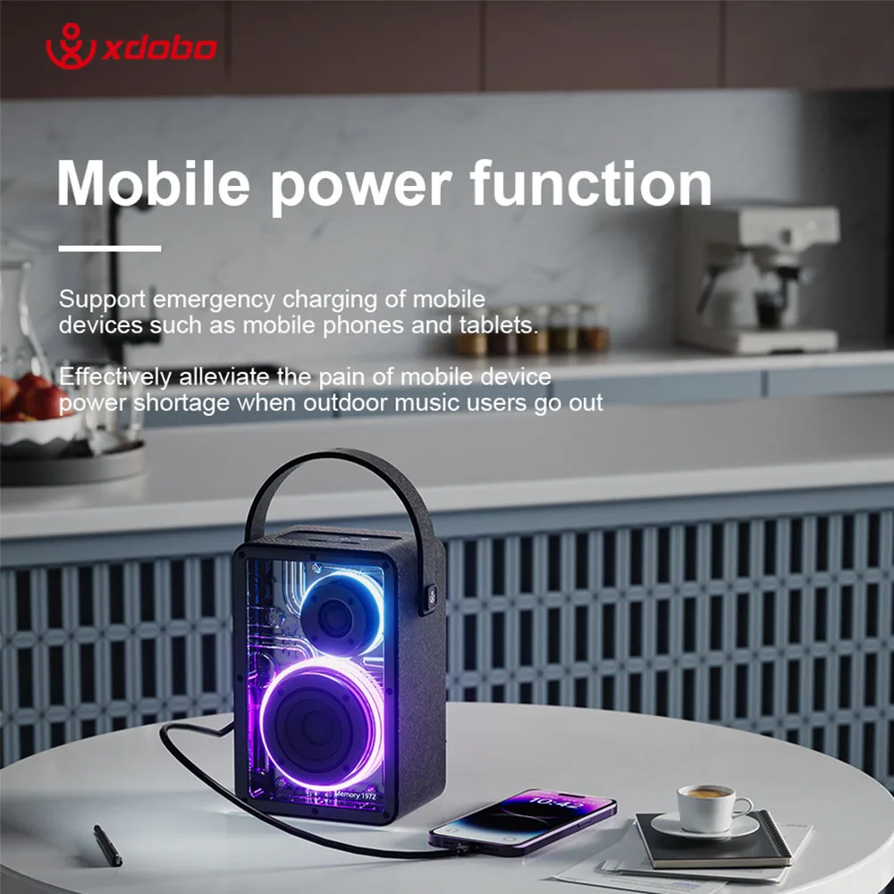 XDOBO BMTL Memory 1972 Wireless Bluetooth 5.3 Speaker 80W High Power Outdoor Portable Sound Atmosphere Light with RGB Light