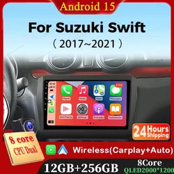 Android 15 For Suzuki Swift 5 2016 - 2021 Car Radio Head Unit Auto BT Stereo Multimedia Video Monitor GPS Navigation WIFI 4G DSP