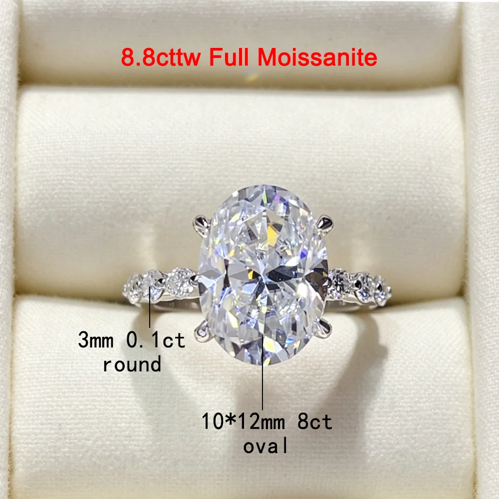

FEOBUR 1/2/3/5/8CT Oval Full Moissanite Wedding Ring Certified Lab Diamond S925 Silver Engagement Propose rings for Women