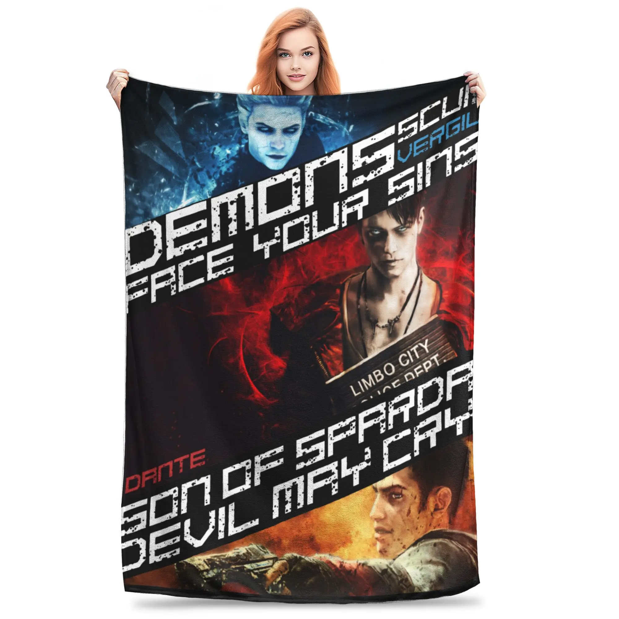 DMC Devil May Cry Demon Brothers Blanket Cover   Plush Throw Blankets Bedding Couch Printed Lightweight Bedspreads