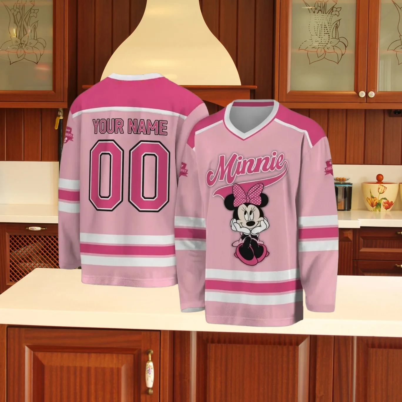 

2025 НОВАЯ персонализированная хоккейная майка с Минни, новая толстовка для командных видов спорта, Диснейленд, семейная поездка, отпуск, хоккейная майка