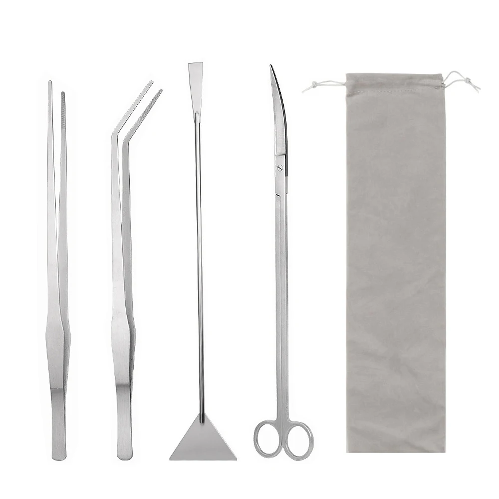 Aquarium Accessories Wave Scissors Tweezers Aquarium Scissor Tools Set Plants Grass Stainless Cleaning Tools Fish Tank Shovels