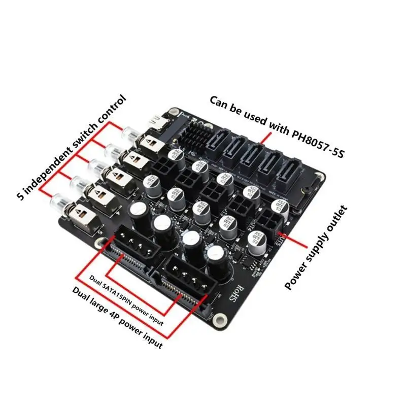 Módulo controle energia da unidade disco rígido R53C para desktops 15 pinos 2x 4 pinos a 4 pinos 5/12 V fonte