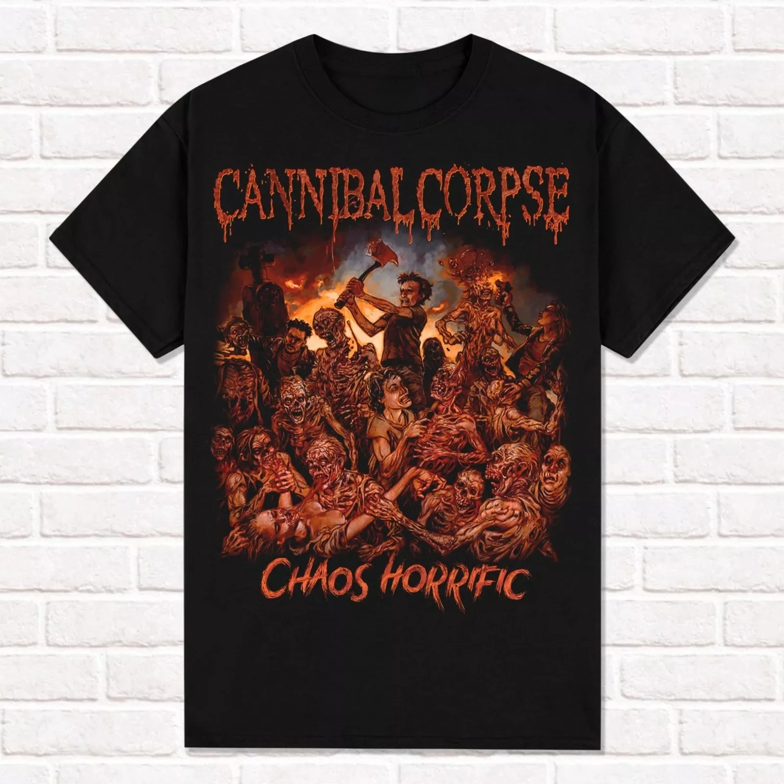 

Черная футболка Cannibal Corpse Chaos Horrific 2023, футболки Brutal Death Metal, топы унисекс, хлопковые футболки с короткими рукавами High Street