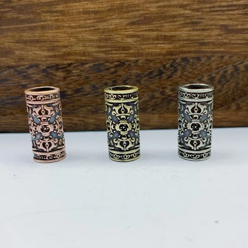 Brass Surangama Sutra Buddhist Symbol Spacer Knife Beads EDC Outdoor Tool Umbrella Rope DIY Woven Lanyard Keychain Pendants
