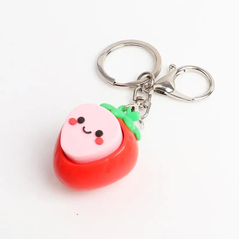 1 Stück Niedlicher 3D-Erdbeer-Schlüsselanhänger Kawaii Frucht-Schlüsselring mit Karabinerhaken Taschenanhänger Geschenk für Frauen und Mädchen – Detail 10