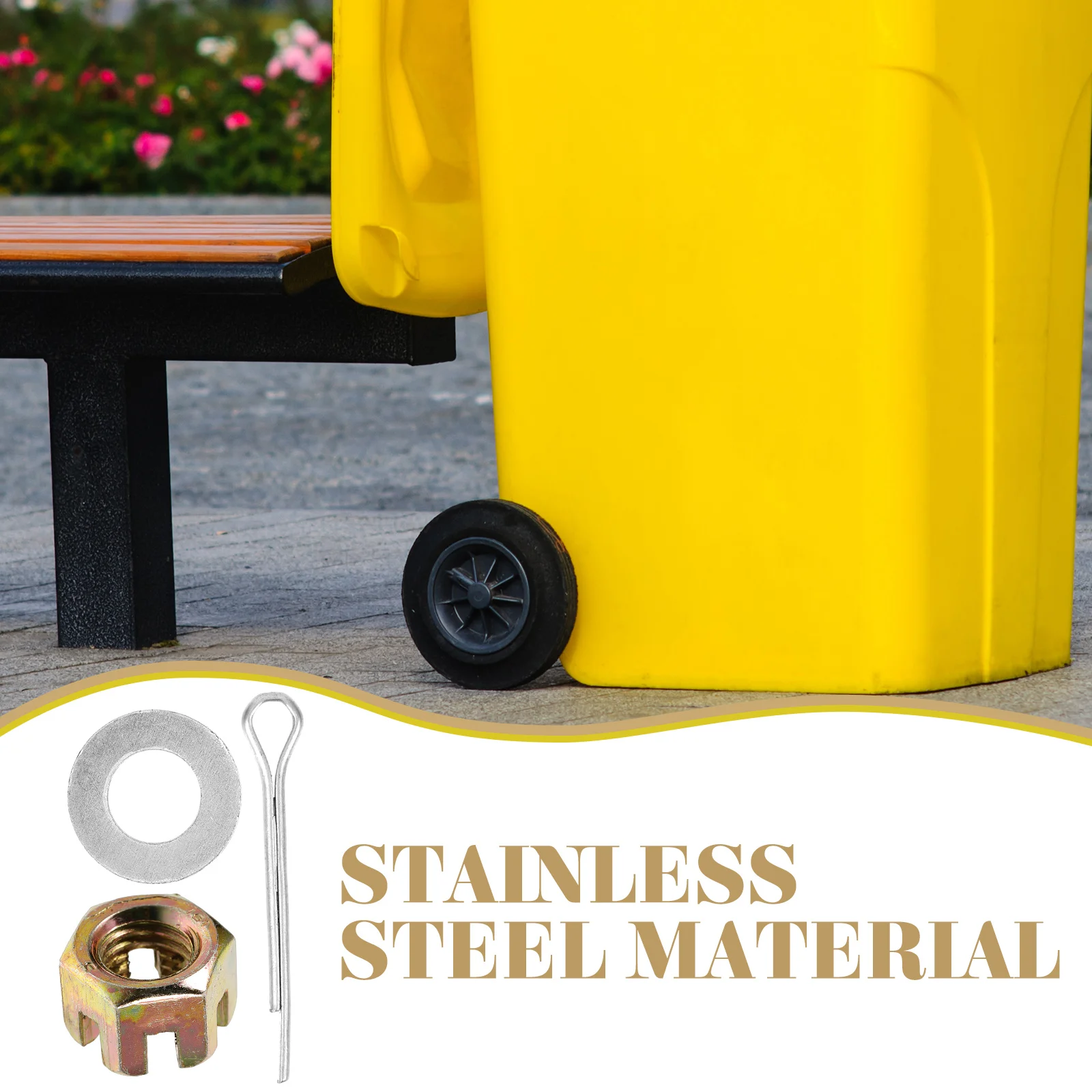 

Stainless Steel Trash Can Wheel Accessories Dust Bin Nut Gasket Latch Metal Buckles Compatible Various Sizes Stable