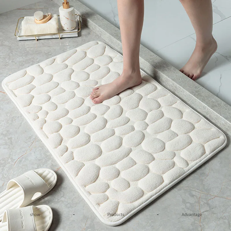 Bathroom Foot Mats Memory Foam Embossed Velvet Carpet Living Room Non-Slip Mat Cobblestone Floor Mat Home Furnishings