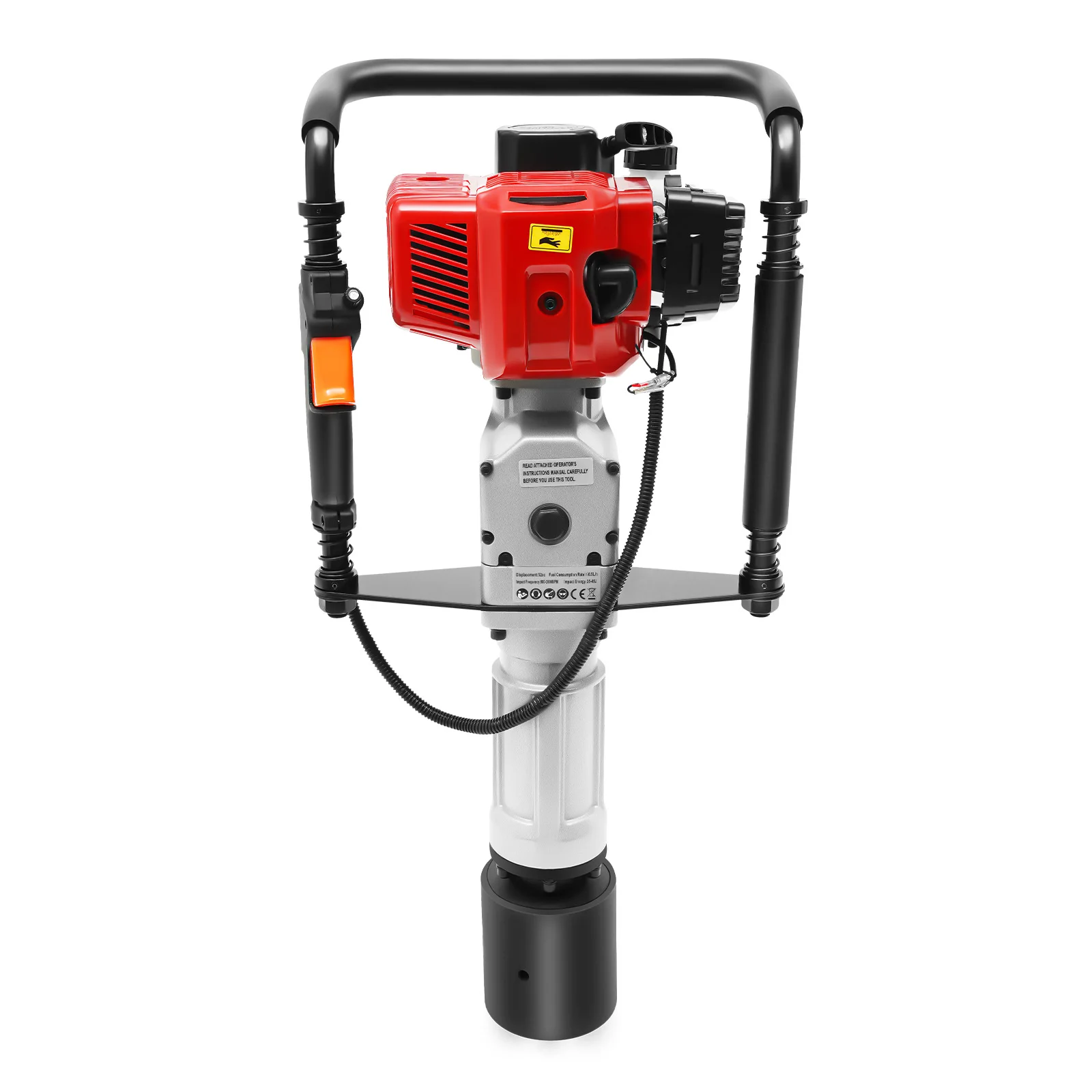 52CC Piling Post Driver, 2-Stroke Pile Driver, 55-70-100mm Sleeve for Farmland, Fence T-Posts, Y-Posts,  Ground Rods