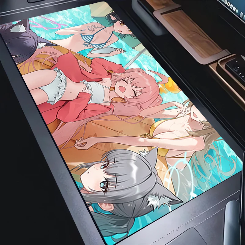 Mouse Pad Computer Kawaii Anime Girl Keyboard Pad Laptop Blue Archive HD Gaming Extended Desk Mat PC Takanashi Hoshino Mousepad