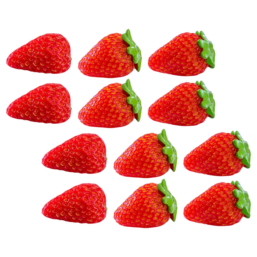 

12 Pcs Simulated Strawberry Artificial Fruits Model Mini Resin Decoration Fake Strawberries Small