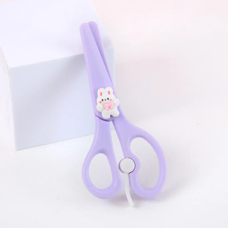 Cartoon Scissors Safety Handmade Paper Cuttings Scissors Student Kindergarten School Handheld Account Sticker Cutting Knife