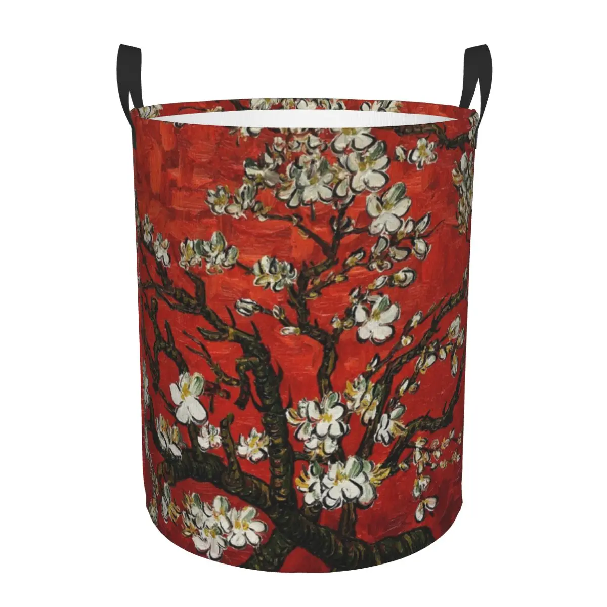 Van Gogh Almond Blossoms In Red Laundry Hamper Large Storage Basket Flowers Painting Girls Boys Toy Organizer