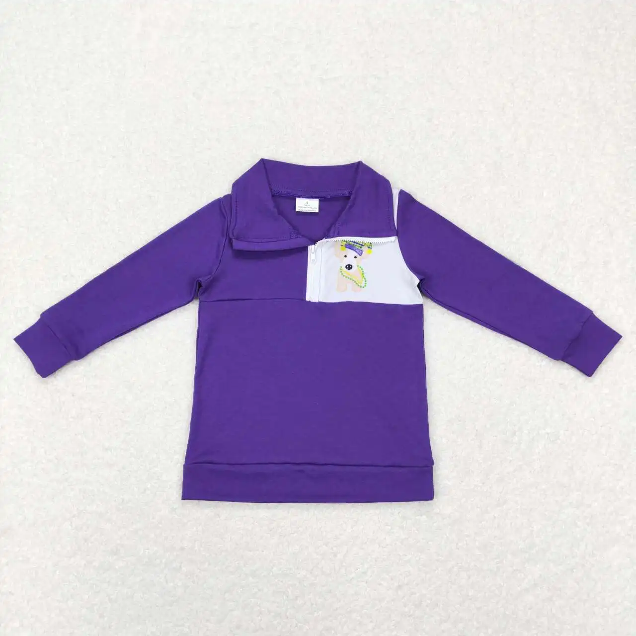 

z924-11 BT0492 Wholesale baby boy clothes Matching Carnival Puppy Plaid Zipper Long Sleeve Top Summer Boutique boys top
