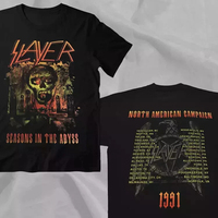 SLAYER Band Season in The Abyss 1991 Tour North America Campaign T-Shirt Summer New Men's and Women's Retro Fashion Top