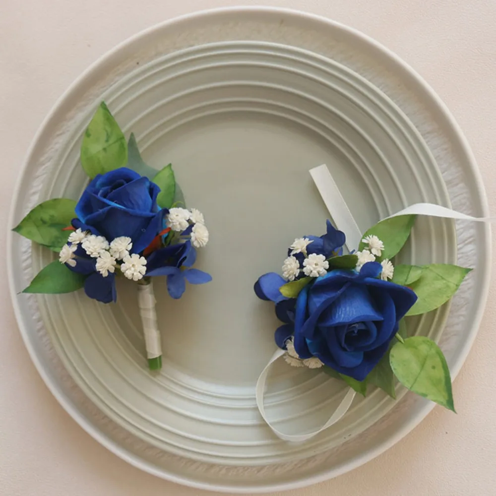 Комплект корсажа и бутоньерки цвета слоновой кости для невесты, жениха, подружек невесты, жениха, свадьбы, выпускного вечера, цветы, аксессуары для костюма