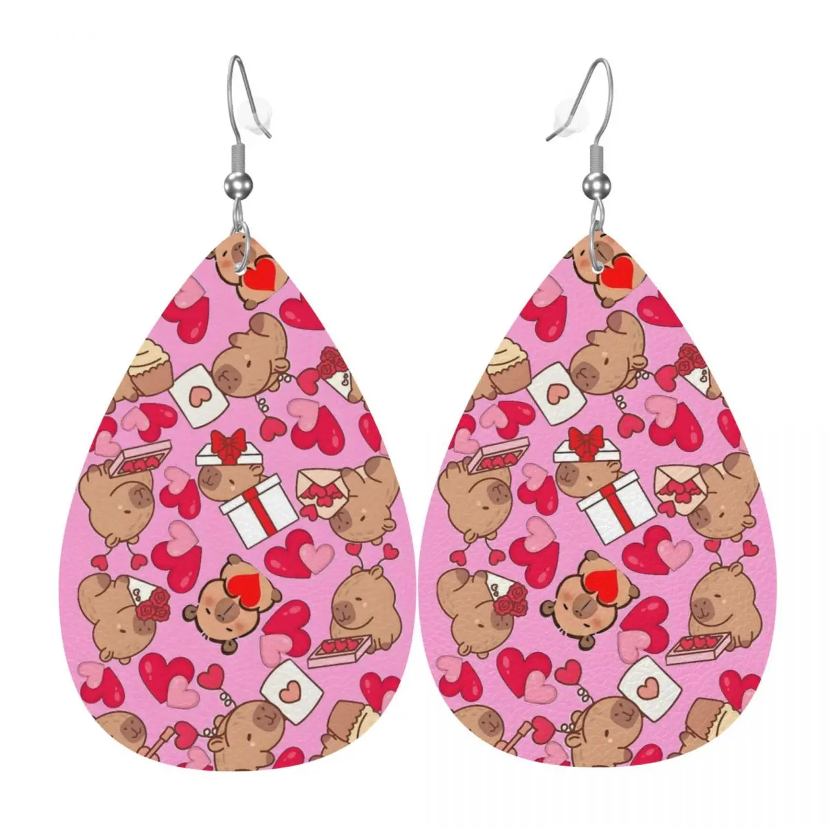Custom Funny Capybara Dangle Drop Earrings Leather Earrings for Women Fashion For Party