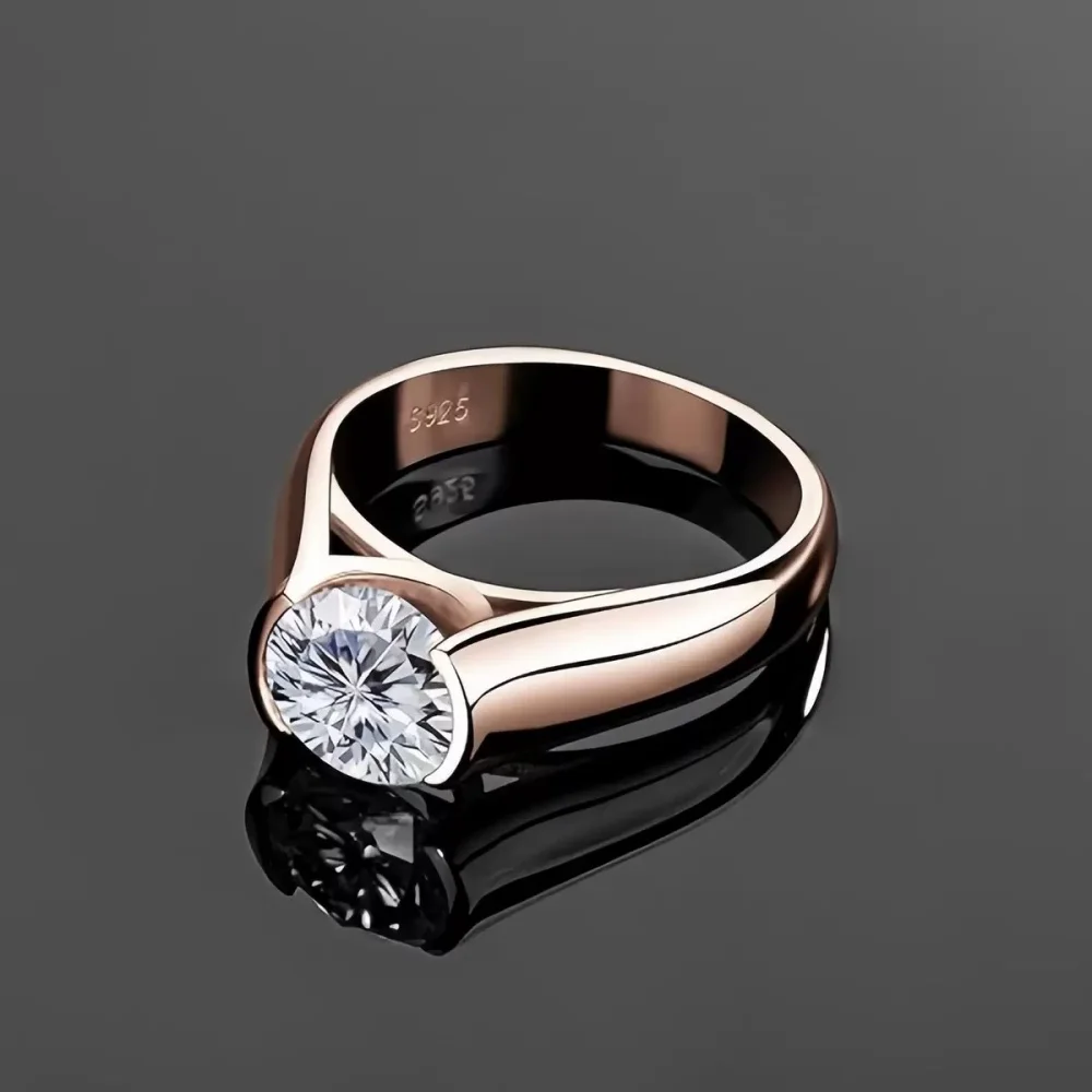 2-3ct Real Moissanite Engagement Ring 925 Sterling Silver Plated Rose Gold Fine Jewelry Lab Diamond Wedding Rings Pass Tester