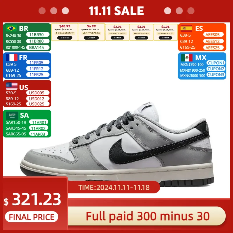 NIKE Original Men's and Women's 	 shoes New Arrival  DUNK LOW Sneakers Anti-slip and wear-resistant plate shoes