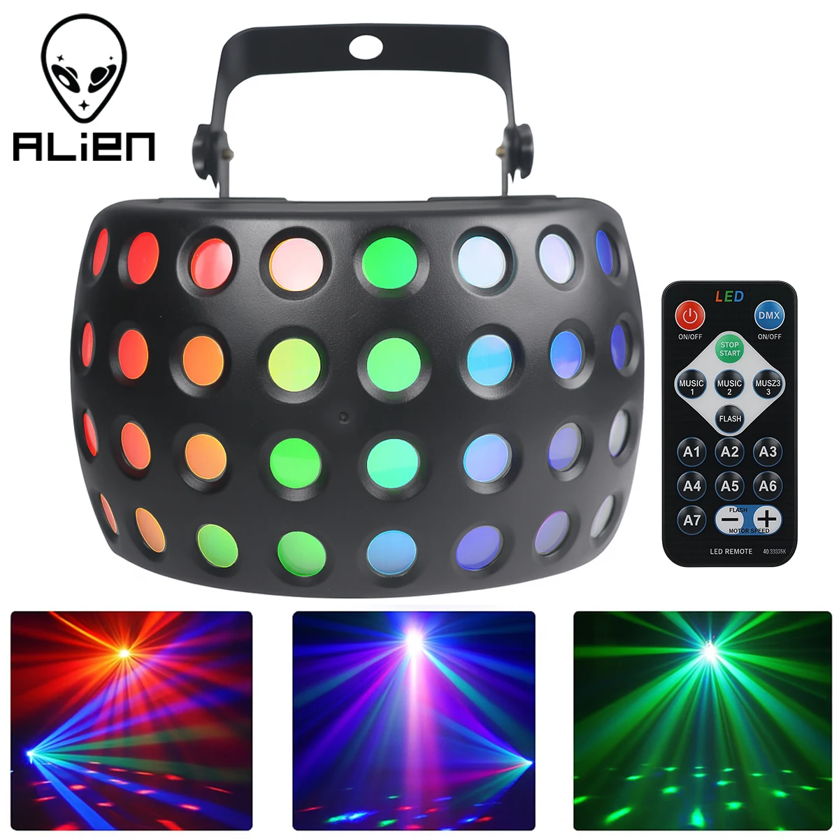 ALIEN RGBW LED Stage Light 2*15W Beam Butterfly Effect Lamp DMX512 Sound Control Disco DJ Party KTV Bar Club Lighting Equipment
