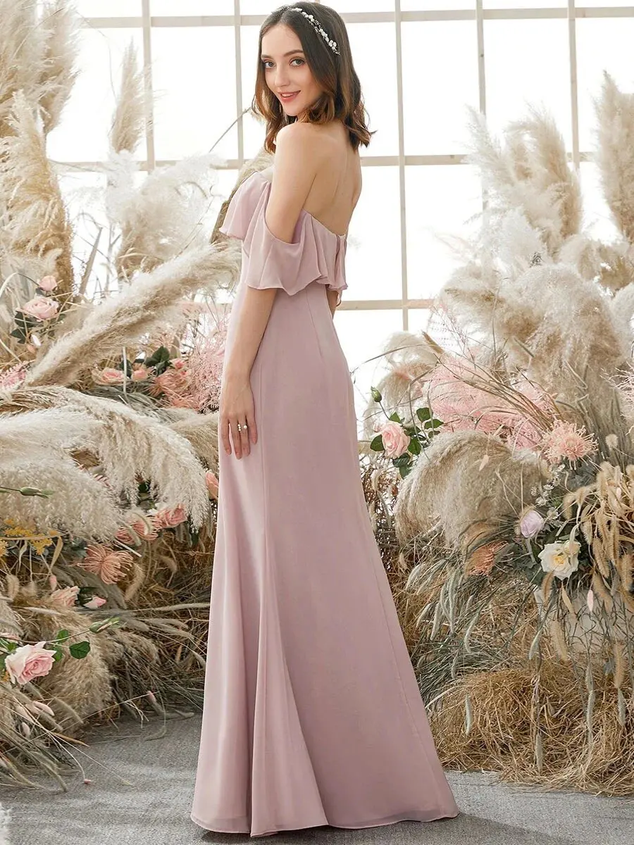 Vestido de dama de honra Chiffon, Rosa, Azul, Rosa, Longo, Barato, Sob 35, Festa, Casamento, Dama de honra, Loja