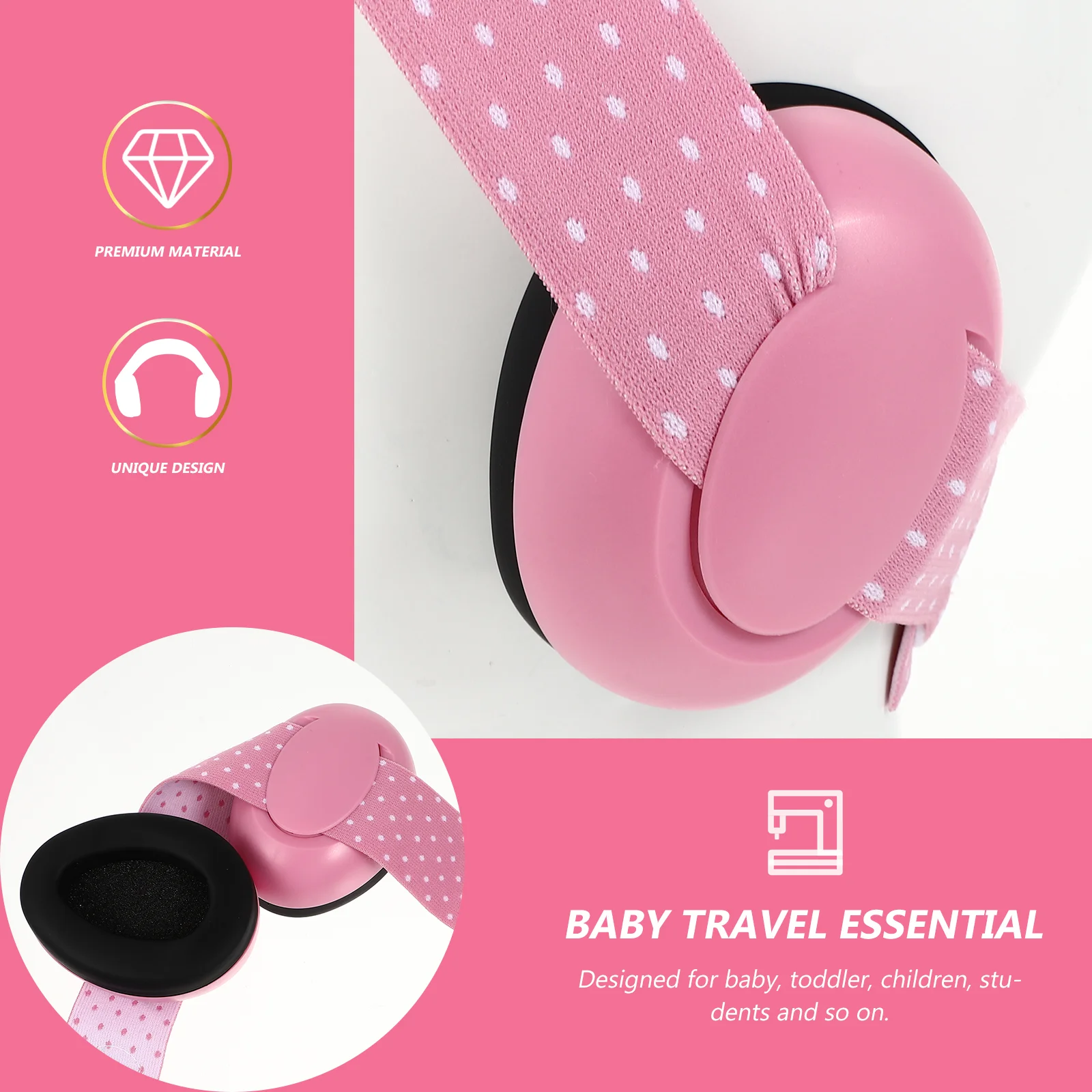 Headset bayi, headphone pelindung peredam kebisingan untuk balita, spons esensial perjalanan pesawat