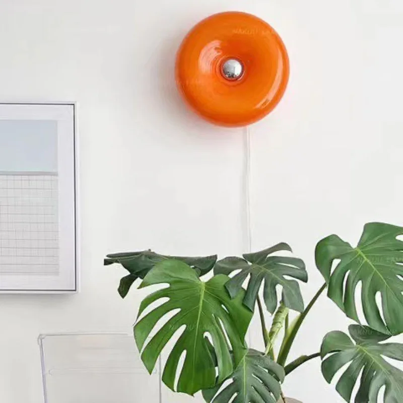

Medieval Ins Style Donut Wall Lamp Orange Bauhaus Touch Bedside Lamp Bedroom Ambient Lighting Wind Wambly Design table lamp