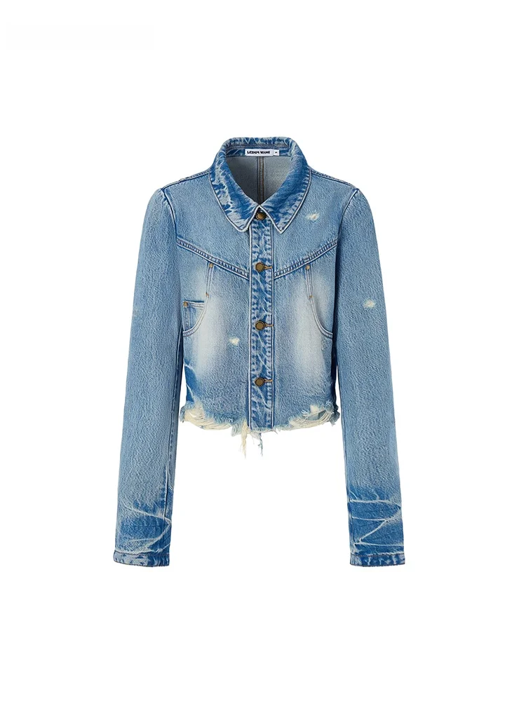 

LEDIM WANG Deconstructed Denim: Женские джинсы с длинными рукавами, прямого кроя, из смесового хлопка, весна-лето, новинка