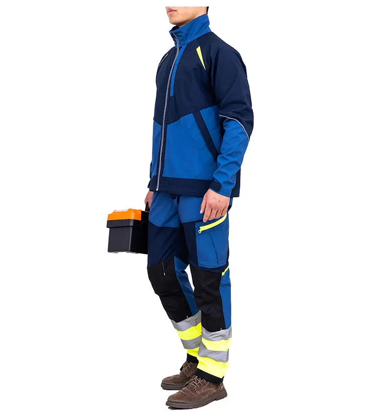 Reflective Safety Work Clothing For Men High Visibility Work Jacket And Hi Vis Pants Set Workshop Mechanical Repairmen Uniforms