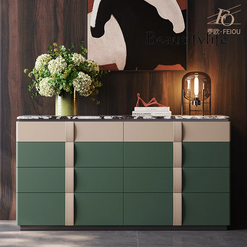 

Premium light luxury chest dining edge Italian mansion marble bedroom TV cabinet bedside storage cabinet