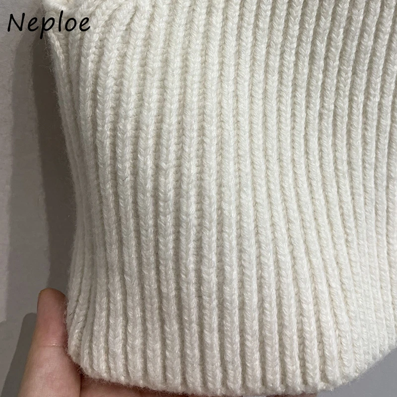 Neploe Japan Stand Collar Sleeveless Woman Sweaters Casual Loose Zip Solid Cardigan Knit Stripe Elegant Soft Sweater Vest