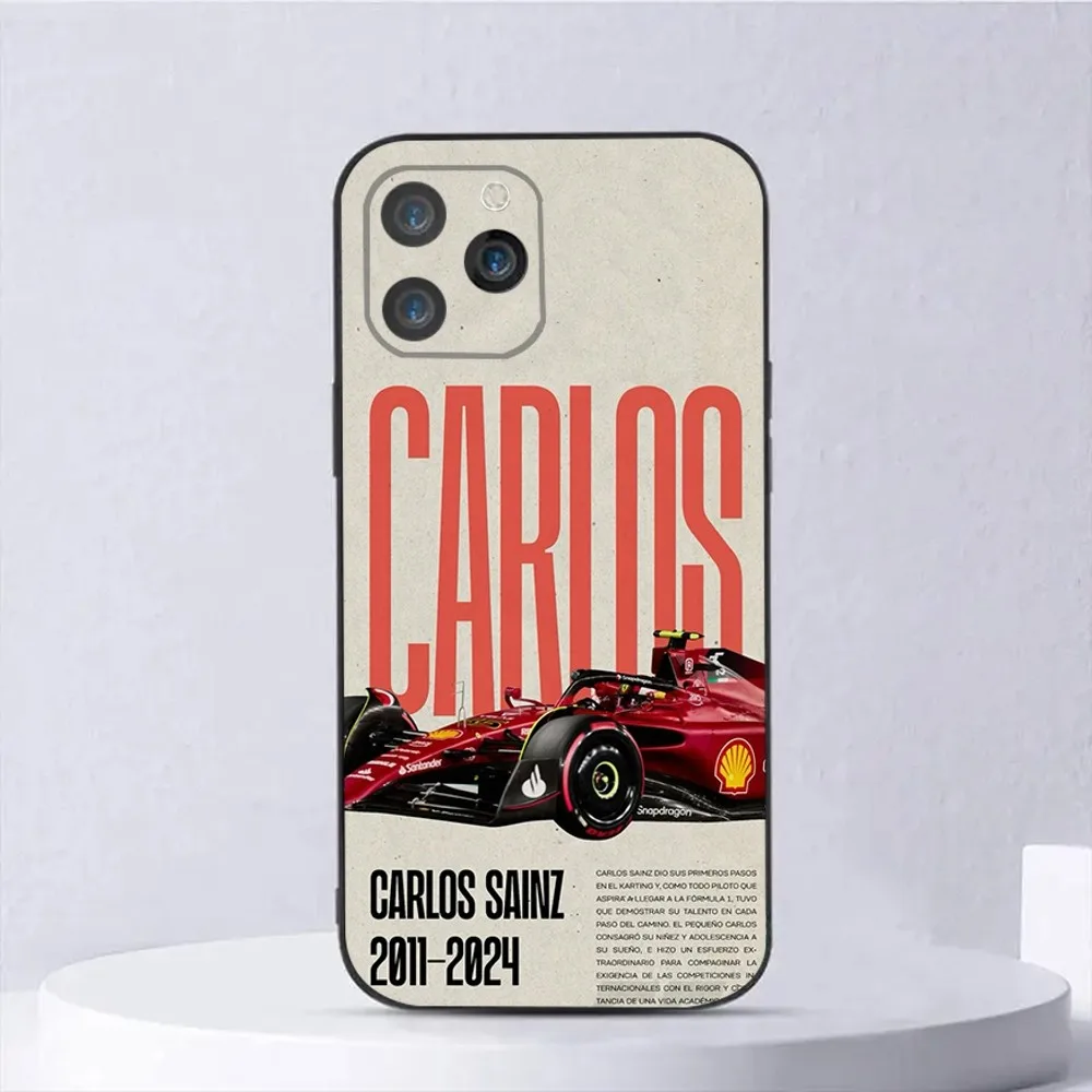 Carlos Sainz F1 55 Phone Case For iPhone 15,14,13,12,11,Plus,Pro Max,XS,X,XR,SE,Mini,8,7 Soft Silicone Black Cover