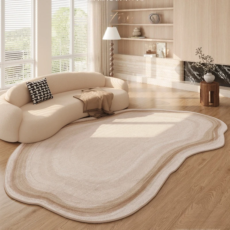 Cream Style Carpets for Living Room Thick Plush Lounge Floor Mat Home Fluffy Soft Rug Irregular Shape Bedroom Decor Large Carpet