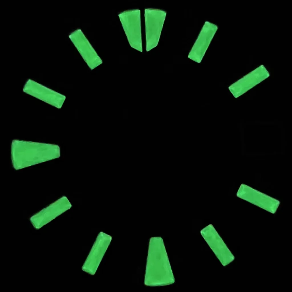 Quadrante dell'orologio NH35 da 29 mm verde sterile luminoso nero/bianco per movimento NH35 NH35A adatto alle 3.0 ore 3,8