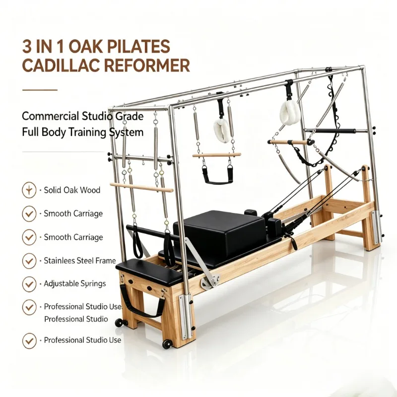 Professional Cadillac Trapeze Table Reformer Tower Combo Oak Wood Machine for Commercial Studio