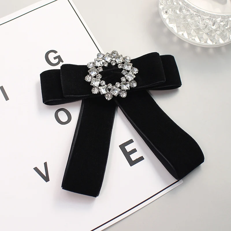 Vintage Fliege Samt Damen Perle Strass Quaste Brosche Chic Mädchen Eleganter Schmuck Weiße Hemden Kragen Pin Mädchen Krawatte Geschenk – Detail 10