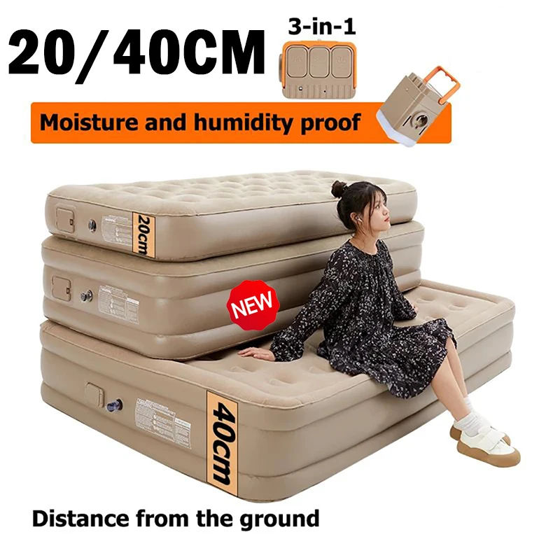 2025 Interior Air Mattress Glamping Mats PVC Inflatable Sleeping Built-in Pump  Mattress 1/3 Person Camping Bed Mat Thicken Mat