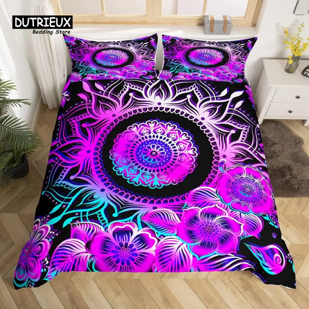 

Bohemian Mandala Duvet Cover Set, 3pcs Bedding Set, Soft Comfortable Breathable Duvet Cover, For Bedroom Guest Room Decor