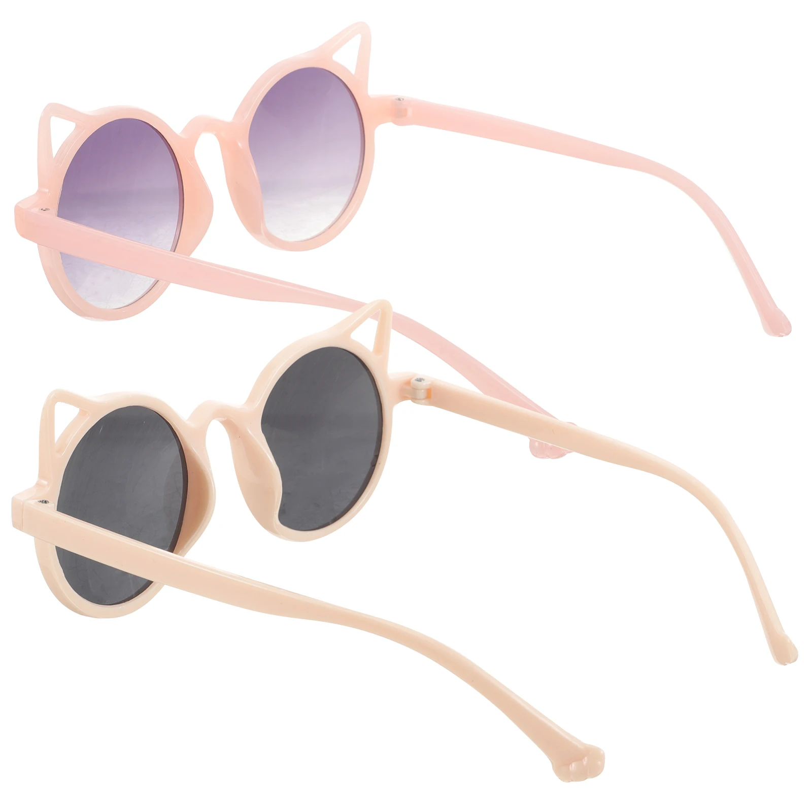 

2 Pairs Kids Cat Ear Sunglasses Fashionable Lightweight UV400 Protection Toddler Eyewear Party Favor Pink Grey Lens
