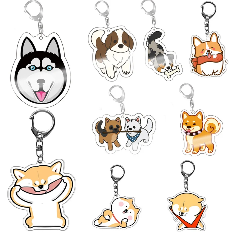 New Pet Dog Corgi Erha MEME Keychain Pendant Bag Charm Car Keyrings Cute Animal Keychains Men Acrylic Jewelry Gift Accessories