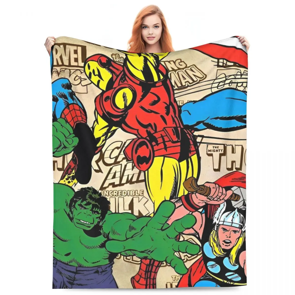 Marvel Hero Characters Flannel Blankets Super Soft Throw Blanket for Bedroom Travel Graphic Bedspread Sofa Bed Cover