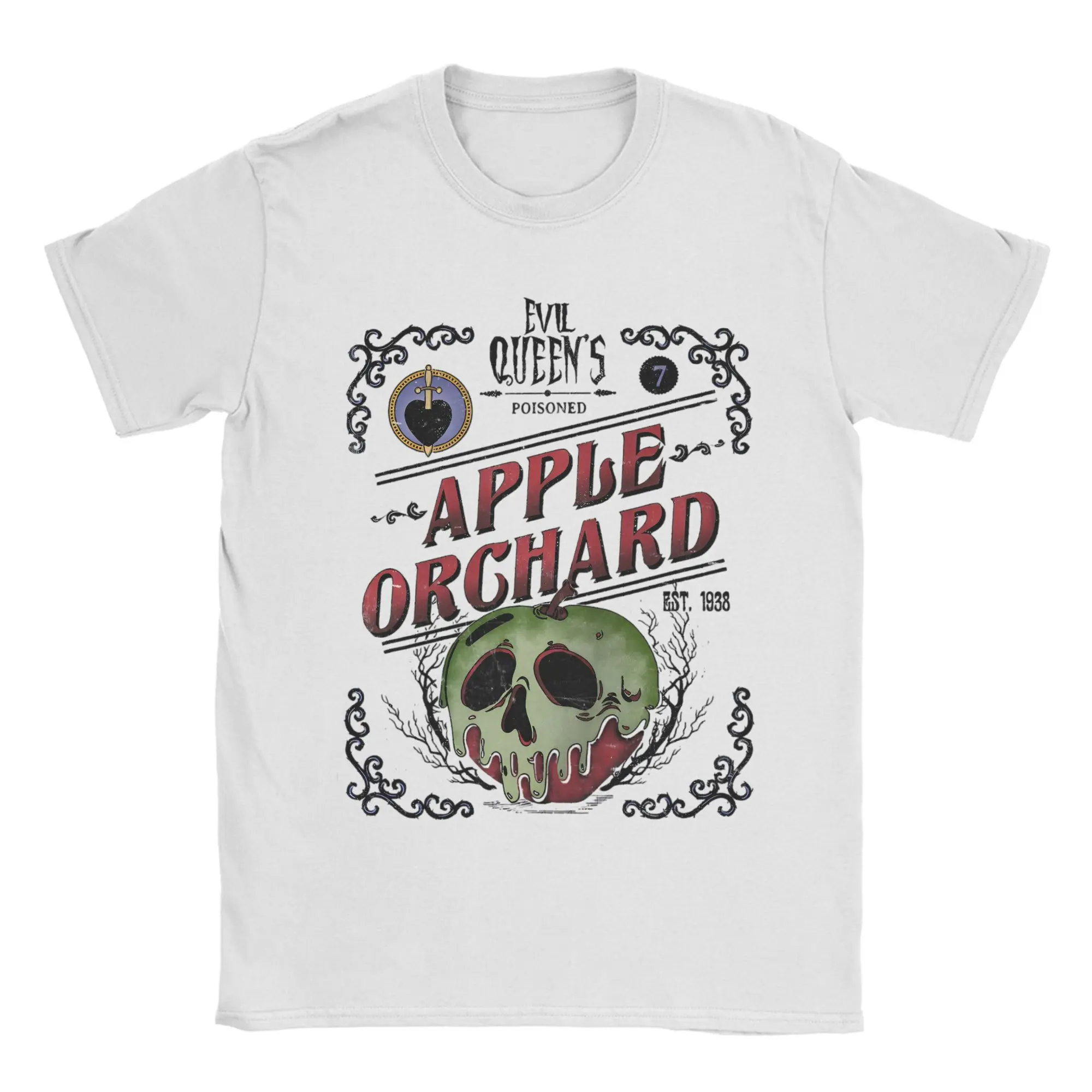 Camisetas para hombre Evil Queen Orchard Blancanieves Casual 100% Camiseta de algodón Camiseta de manzana envenenada Ropa con cuello redondo Estampado con dibujo