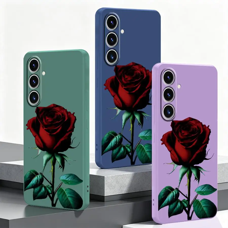 Realistic Red Rose Phone Cover Case for Samsung Galaxy A13 A14 A34 A73 A27 A52 A51 A71 A36 A26 A17 A12 A16 A05 A24 A20s A35 A04