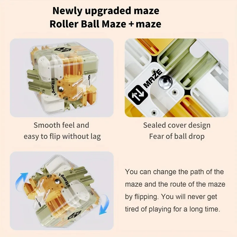 3x3 3D Puzzle Maze Game Six-sided Transparent Maze Magic Cube Puzzle Speed Cubes Maze Toys for Kids,Children's Educational Toys
