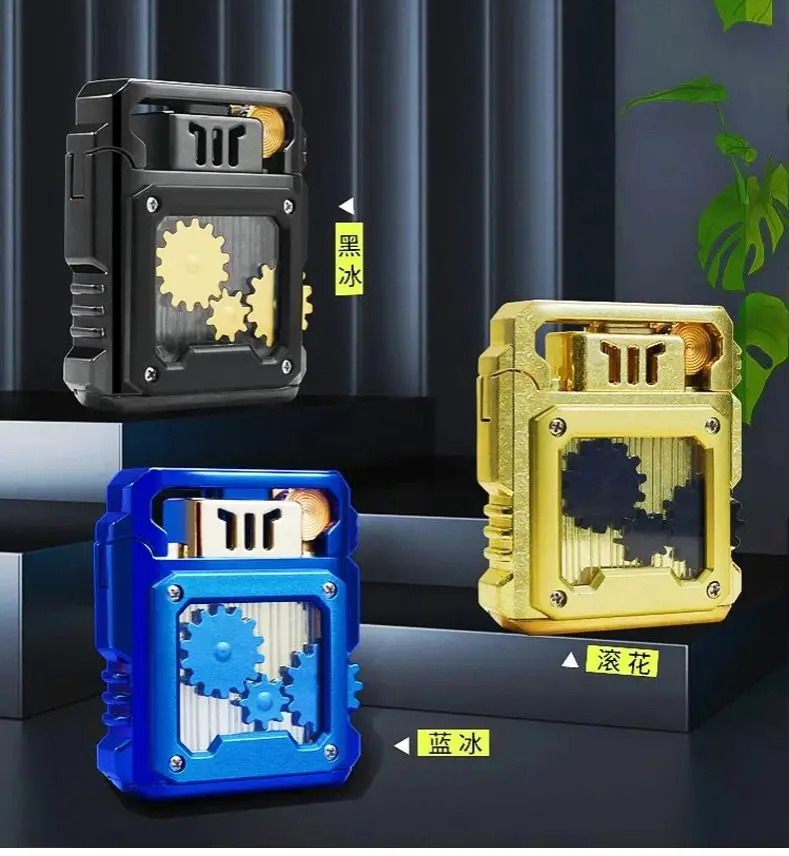 Chief Creative Metal Gasolines Lighter with Gear Linkage&Double Wicks Windproof Unique Relieve Stress Design Smoking Lighter